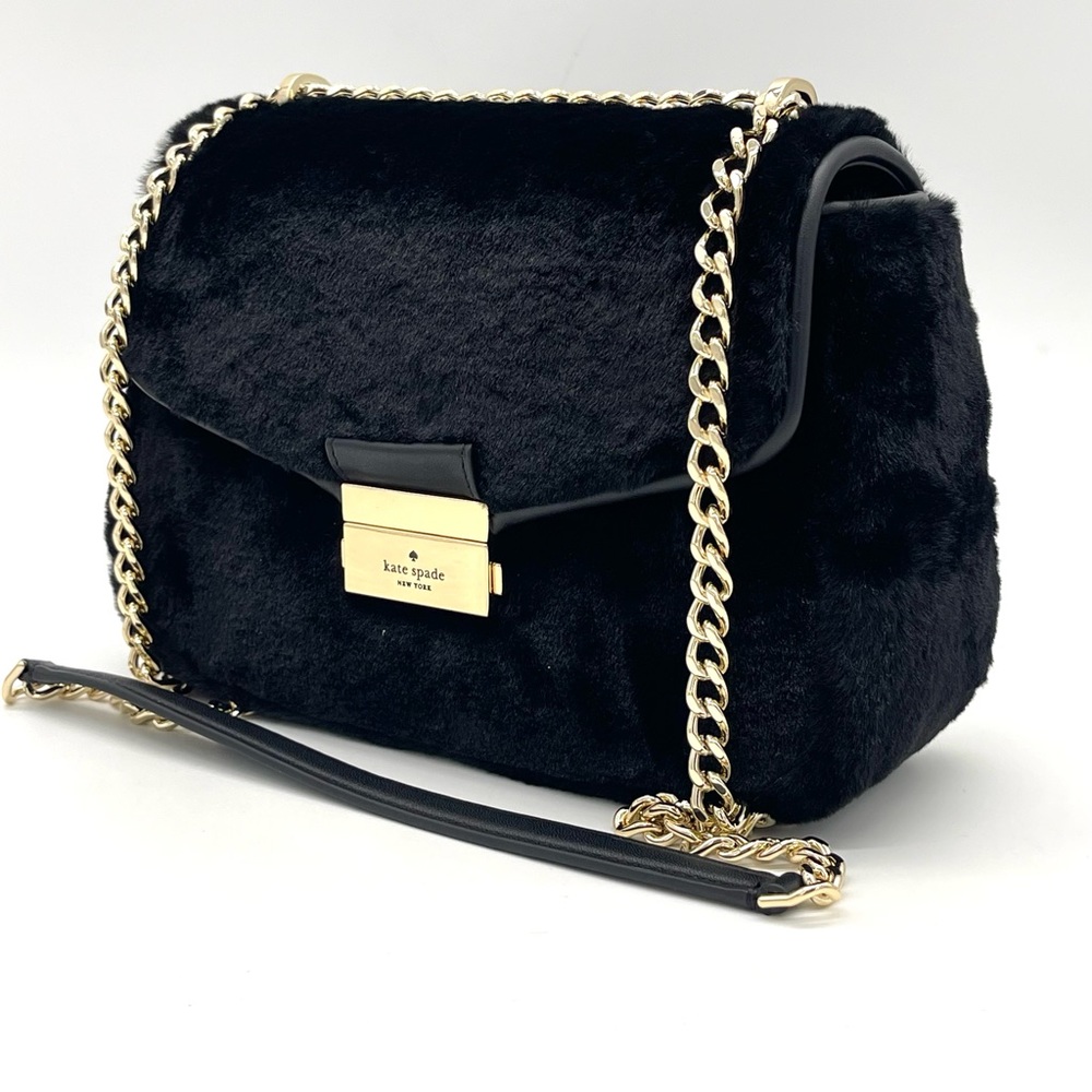 Kate Spade Carey Faux Fur Small Shoulder Bag Black